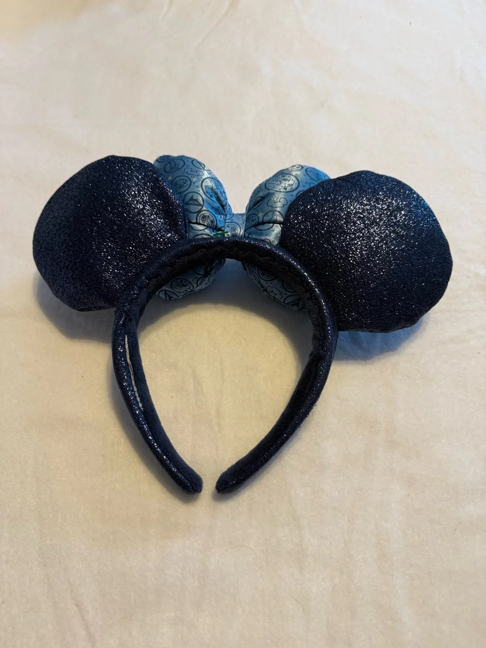 Disney Parks 2018 Navy Blue Glitter Minnie Mouse Ears Headband Blue Icon Bow